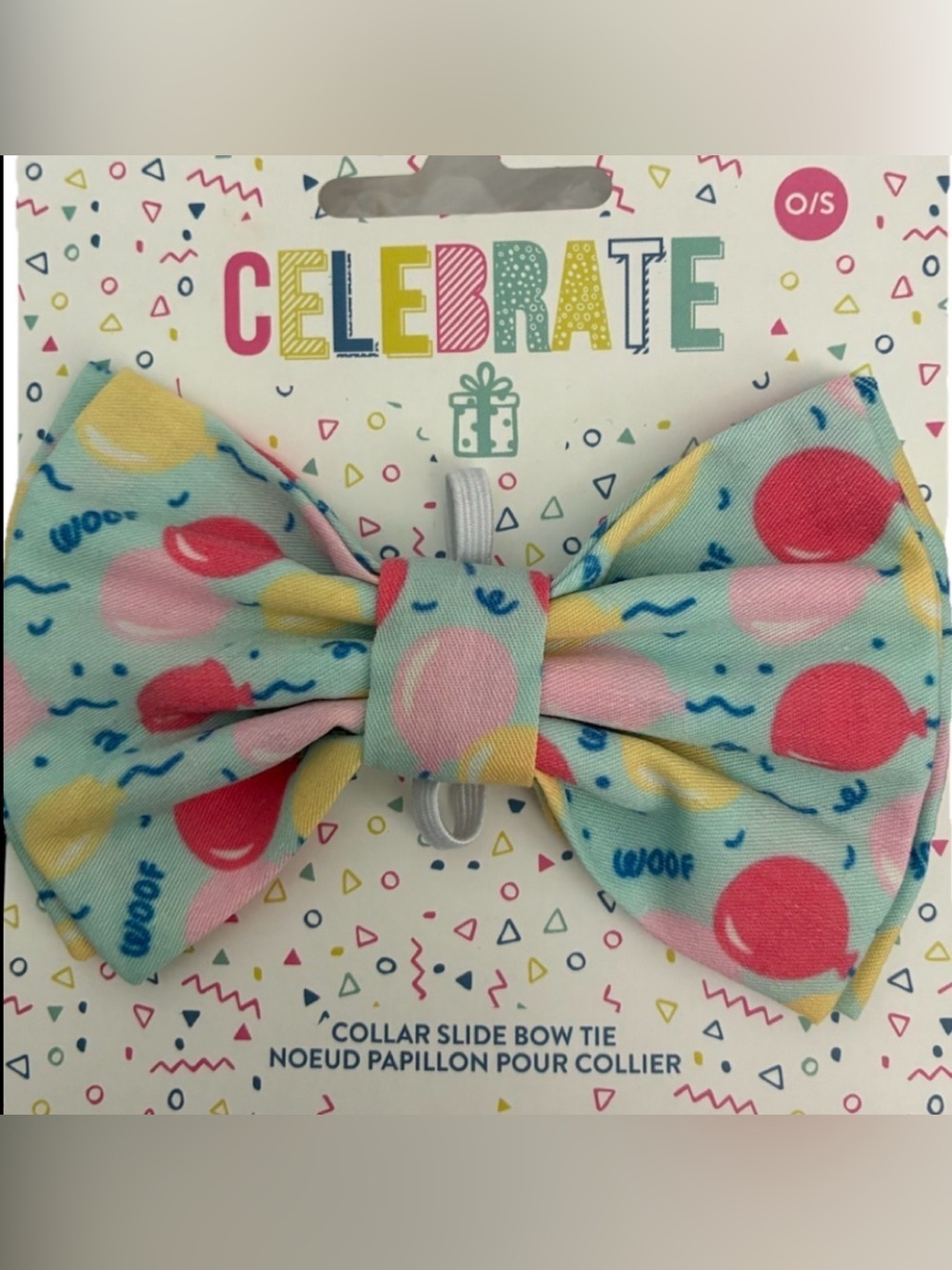 Hotel Doggy Birthday Bow Tie OS Balloons Woof Blue Pet Bow Tie NWT NEW